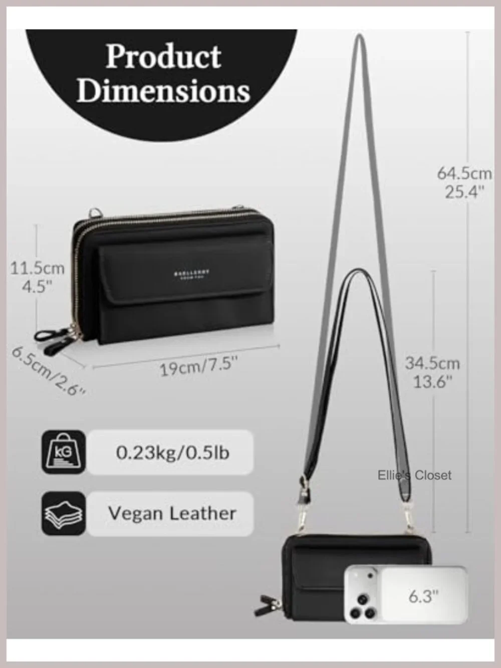 Vegan Leather Crossbody Wallet for Women, Small Shoulder Purse